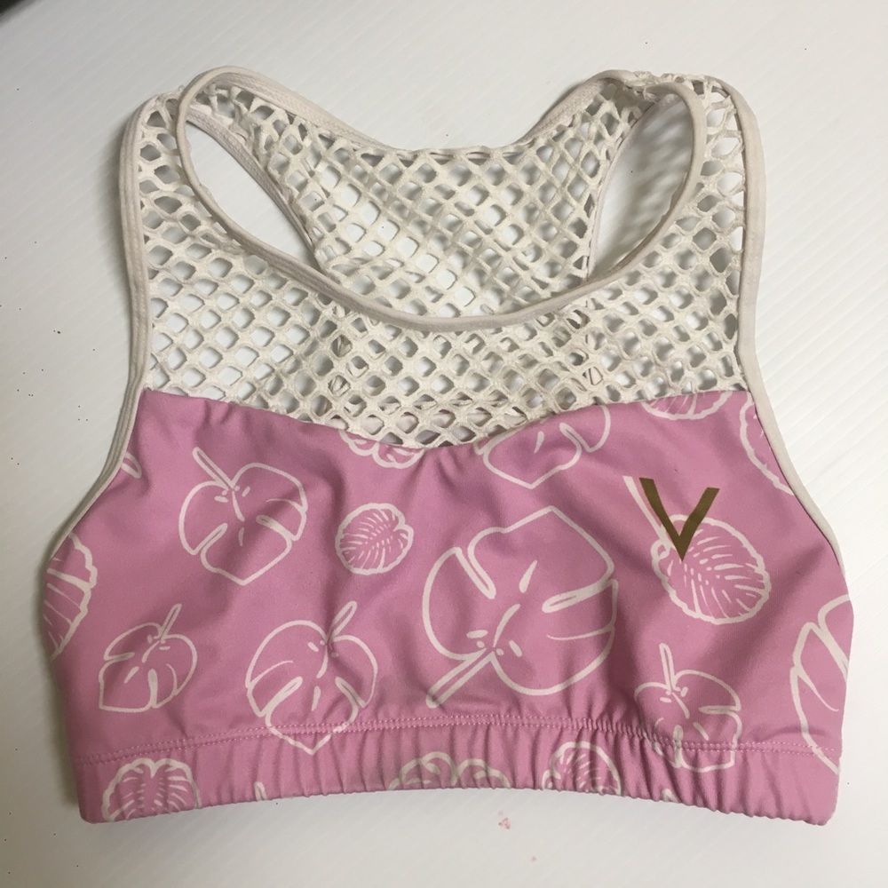Vull sport bra pink high neck mesh small S white